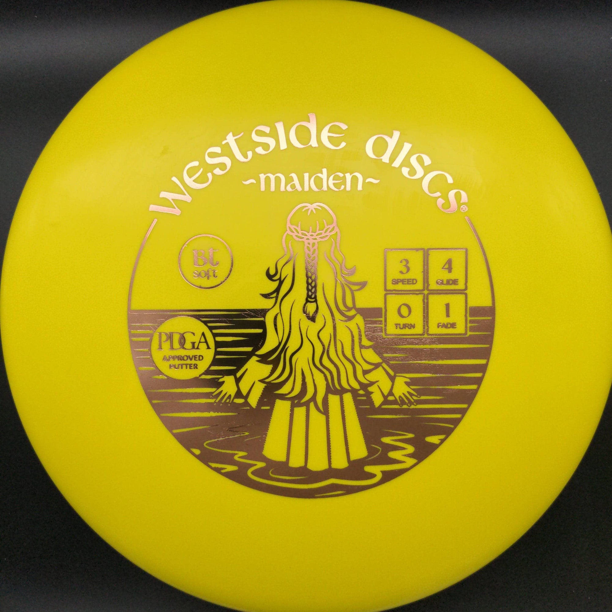 Westside Discs Putter Yellow Lavender Stamp 174g Maiden, BT Soft Plastic